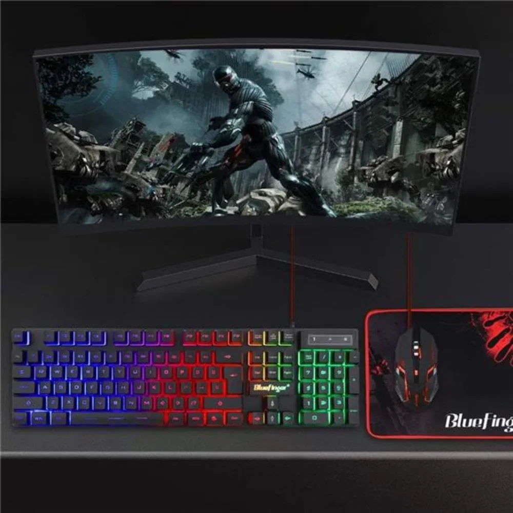 RGB Gaming Keyboard and Backlit Mouse Combo,USB Wired, LED Gaming set for Laptop